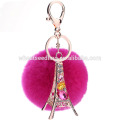 Wholesale rhinestone eiffel tower keychain fur ball keychain